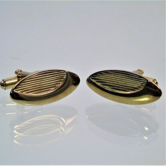 Mid Century Atomic Ellipse Cufflinks Gold Tone - Picture 5 of 6